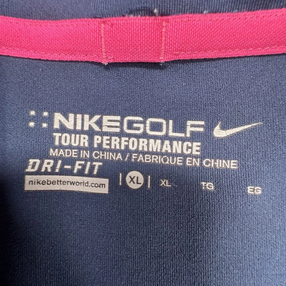 2012 Nike Golf US Open Logo Mens XL Blue Striped Polo Shirt Olympic Club